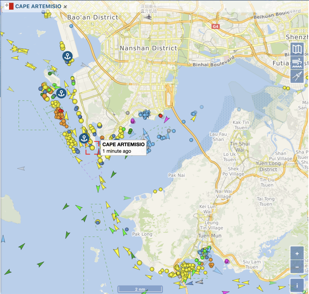 light on delivery. Cape Artemisio on its position 2023.05.02 12:40